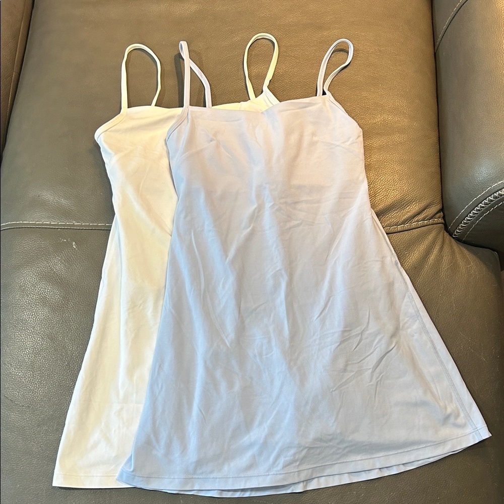 lululemon Align Cami Strap Dress. Set of 2: White and Light Blue, both size 4